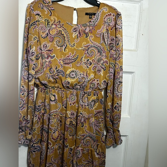 NWOT CITY STUDIO Floral Paisley Dress W/ Belle Long Sleeves Elastic Waist - Picture 9 of 15
